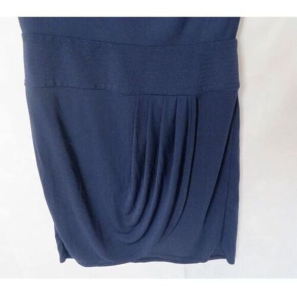 BCBG Maxazria Cowl Neck Drop Waist Stretch Dress BLUE Women Size XS - Picture 5 of 6